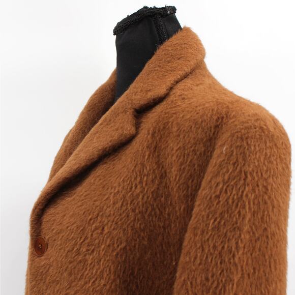 Ralph Lauren Purple Label Coat Alpaca Wool Blend Brown Midi Over Coat Size 4 - Picture 3 of 8